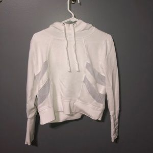 white athletic hoodie